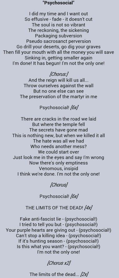 Slipknot – Psychosocial Lyrics .